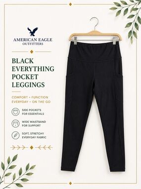 American Eagle Black Everything Pocket Leggings Size L